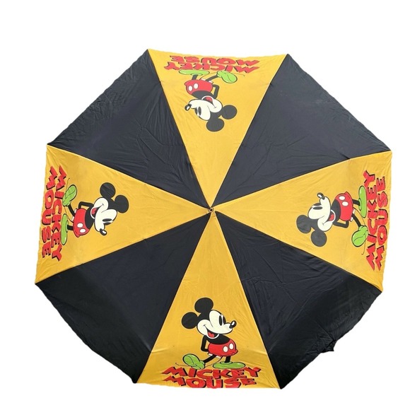 Disney Mickey Mouse Yellow Nylon Tote 12"x12"x5" W/ Umbrella & Zipper Pouch NWT - Picture 6 of 7
